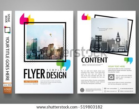 Minimal flyers report business magazine. Brochure design template vector. Square frame in cover book portfolio presentation poster. City concept in A4 layout.