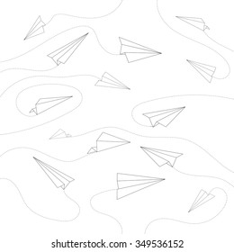 Minimal Flying Airplane Line Art Design Background