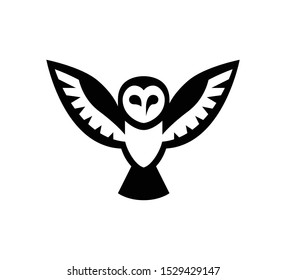 Minimal flying barn owl logo