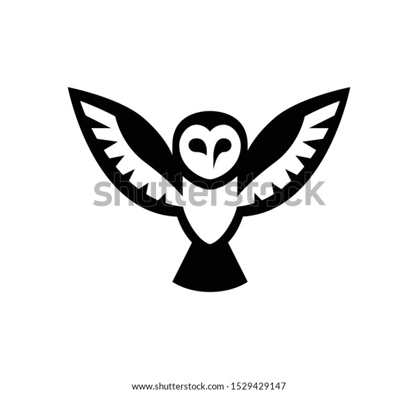 Minimal Flying Barn Owl Logo Stock Vector (Royalty Free) 1529429147