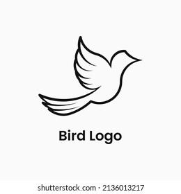 minimal flying bird logo concept. line logotype. black and white. suitable for logo icon, symbol and sign