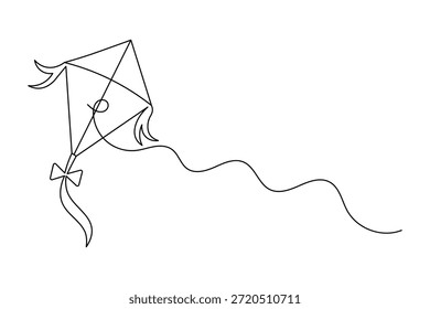 Cometa voladora mínima Ilustración vectorial de contorno de dibujo de una línea continua