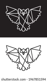 Minimal flying owl silhouette illustration, vector. Minimalist black and white wall art design. Modern printable poster design. Wall art, artwork