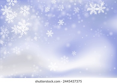 Minimale fliegende Schneeflocken-Zusammensetzung. Schneesturm Fleck frieren Formen. Schneefall Wetter weiß blau Hintergrund. Weiche Schneeflocken Dezember Vektorgrafik. Schnee kalte Jahreszeit Landschaft.