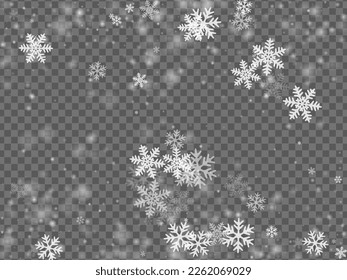 Minimal flying snowflakes wallpaper. Snowstorm dust frozen shapes. Snowfall sky white transparent composition. Soft snowflakes december theme. Snow cold season landscape.