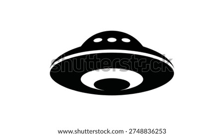minimal flying ufo saucer silhouette icon isolated on white background alien spaceship symbol simple sci fi spacecraft illustration for design