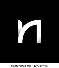 Minimal folded letter "n" white linear logo icon design into a black box.