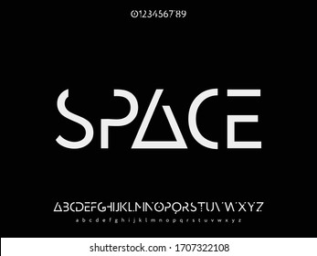 Minimal Font, Abstract Alphabet, Letters And Numbers, Black Style Name Space