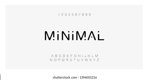 Minimal font creative modern alphabet  Typography and dot regular   number  minimalist style fonts set  vector illustration