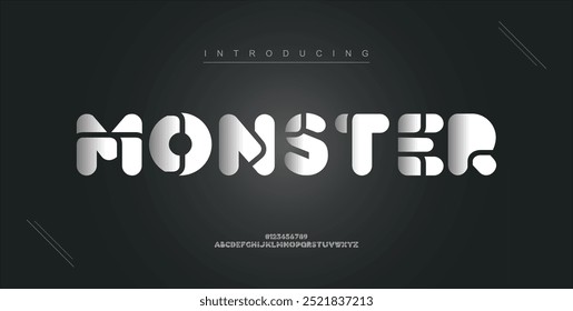 Fuente mínima alfabeto moderno creativo. Tipografía con punto regular y número. Conjunto de Fuentes de estilo minimalista. Ilustración vectorial