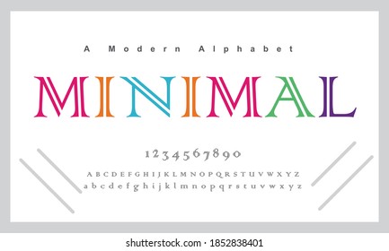 Minimal font. Elegant alphabet letters font and number. Classic Copper Lettering Minimal Fashion Designs. Typography fonts regular uppercase and lowercase. vector illustration