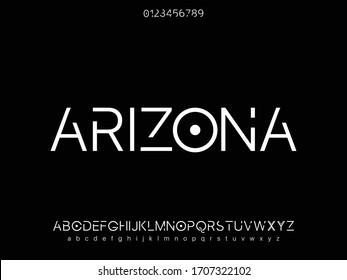 minimal font, Typography, Lettering, abstract alphabet black background name Arizona