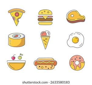 Minimal Food Line Art Icon Set