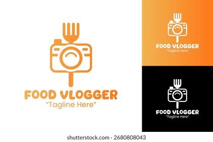 Un logotipo de vlogger de comida mínima diseñado para flujos de cocina, tutoriales de recetas y marca de estilo de vida culinario en línea.