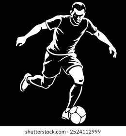 minimal footballer in action vector 
