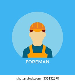 Minimal foreman avatar profile icon.  Flat vector illustration.
