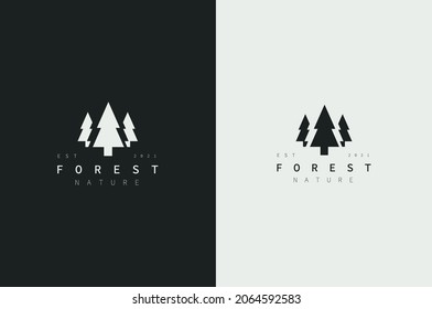 Minimal Forest logo. Natural Minimal Logo. Pine Icon Vector Logo Design.