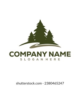 Minimal Forest logo. Natural Minimal Logo. Pine Icon Vector Logo Design.