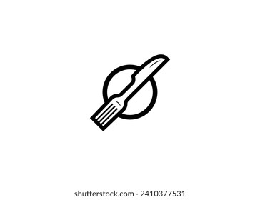 Minimal fork and knife vector logo design template
