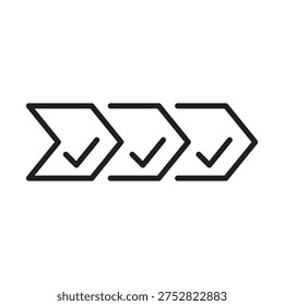 Minimal forward arrows line icon representing next steps, progress movement and directional flow