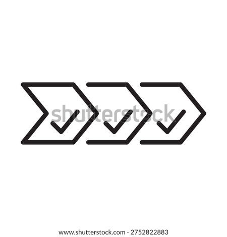 Minimal forward arrows line icon representing next steps, progress movement and directional flow