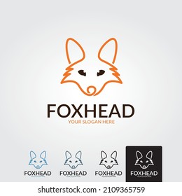 minimal fox head logo template - vector illustration