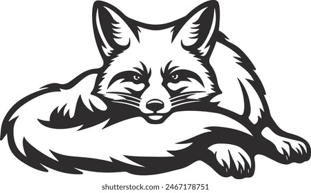 Minimal fox isolated on white background