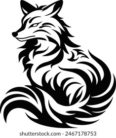 Minimal fox isolated on white background