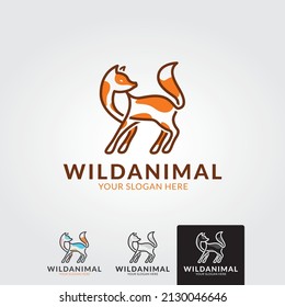 minimal fox logo template - vector illustration