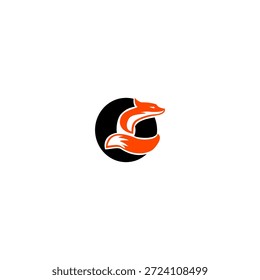 Zorro mínimo con cola estilizada formando la letra O del alfabeto. Logotipo limpio y elegante adecuado para marcas modernas, etiquetas de moda e identidades creativas