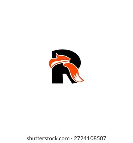 Minimal fox with stylized tail forming alphabet R letter. Clean and elegant logo suitable for modern brands, fashion labels, and creative identities