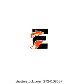 Minimal fox with stylized tail forming alphabet E letter. Clean and elegant logo suitable for modern brands, fashion labels, and creative identities