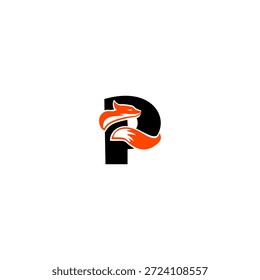 Minimal fox with stylized tail forming alphabet P letter. Clean and elegant logo suitable for modern brands, fashion labels, and creative identities