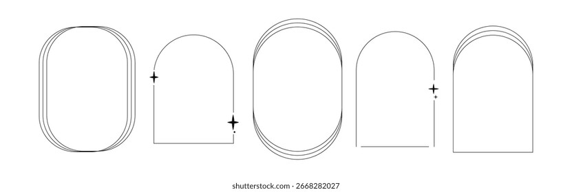 Minimal Frame Element with Star Icon Line Art