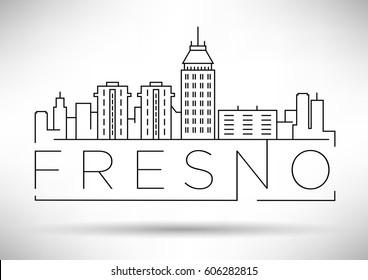 Minimal Fresno Linear City Skyline with Typographic Design