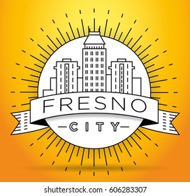 Minimal Fresno Linear City Skyline with Typographic Design