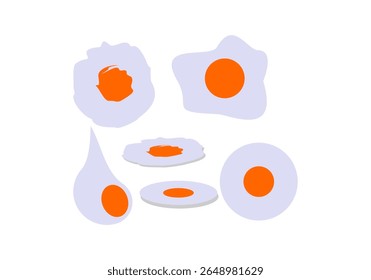 Conjunto de Ilustração de Ovo Frito Mínimo com Formas Simples e Design de Gema para Café da Manhã Ícone de Comida Decoração de Cozinha e Conceito de Culinária