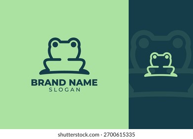 Diseño minimalista del logotipo de la rana, identidad animal moderna simple de la marca para la Naturaleza o el negocio creativo
