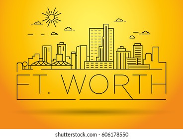 Minimal Ft. Worth Linear City Skyline with Typographic Design