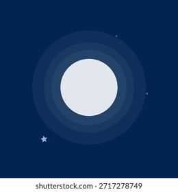 Icono mínimo de la luna llena con las estrellas Pequeñas en el fondo oscuro tranquilo