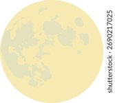Minimal full moon illustration with simple details and crater textures. Perfect for night sky designs, astronomy, backgrounds, and children’s projects.