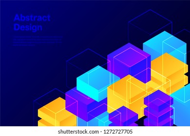 Minimal Futuristic Abstract Isometric Cube Background 