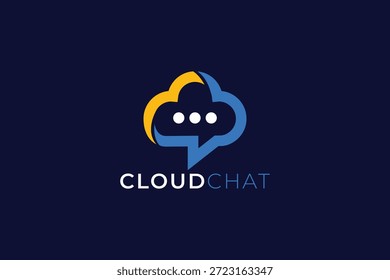 Minimal Futuristic Cloud Chat Logo, Cloud Tech Chat Logo Template