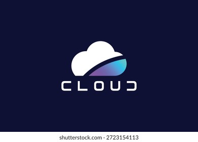 Modelo de logotipo minimo da nuvem futurista