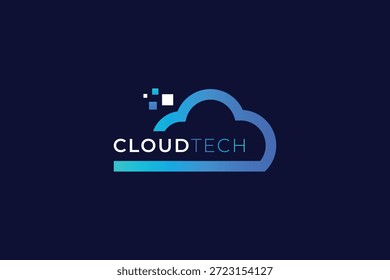 Plantilla de logotipo de nube futurista mínima