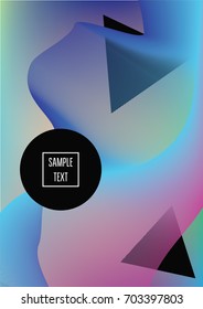 Minimal Futuristic Cover Template. Vector Neon Colored Iridescent Background. Modern Digital Geometric Gradient Poster. 