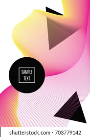Minimal Futuristic Cover Template. Vector Neon Colored Iridescent Background. Modern Digital Geometric Gradient Poster. Glam and Glitch Vertical Simple Design. Rainbow colored Bright Trendy Tech Cover