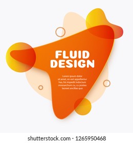 Minimal futuristic fluid dynamic vector shape orange color modern gradient style for banner, logo, presentation, flyer, poster, web, print, social post. Liquid abstract geometric background 10 eps