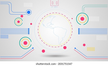 Minimal futuristic globe data connection data program with abstract background