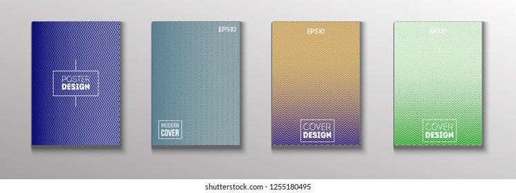 Minimal Futuristic Music Poster, Trendy Vector Cover Design. Waves, Zigzag, Lines, Stripes Corporate Identity Geometric Design. 